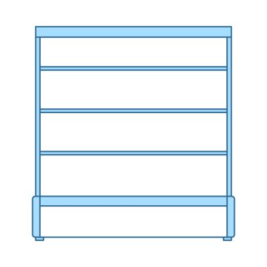 Süpermarket Şov Simgesi. Mavi Dolgu Tasarımı ile ince çizgi. Vektör İllüstrasyonu.