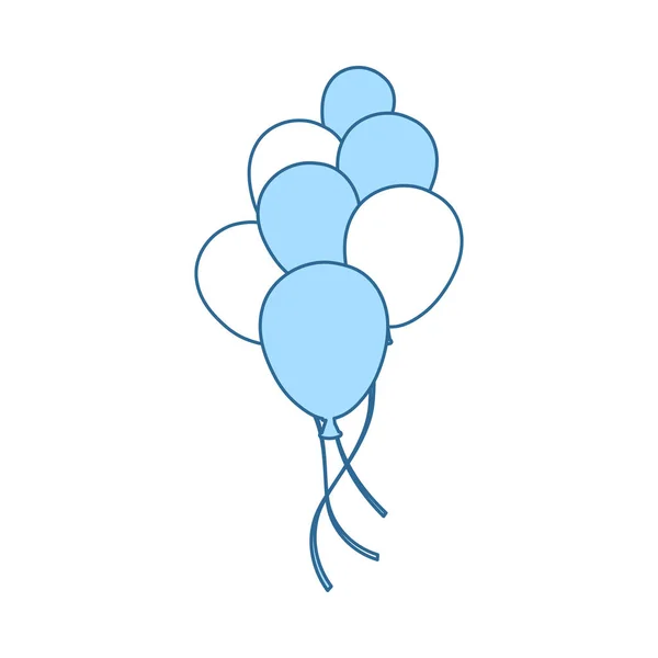 パーティー風船と星のアイコン 青い塗りつぶしデザインの細い線 ベクターイラスト — ストックベクタ