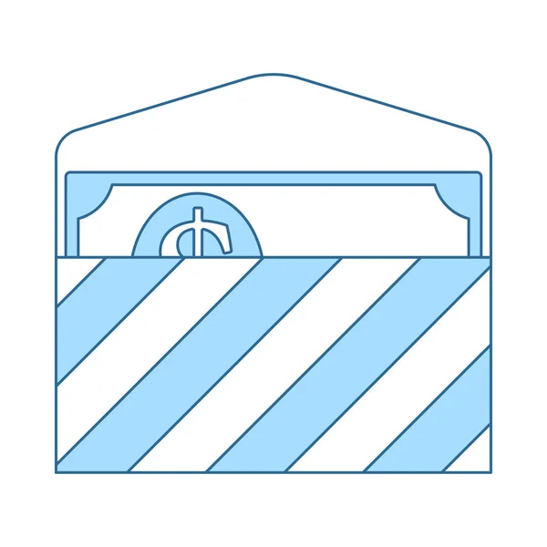 Birthday Gift Envelop Icon Money Thin Line Blue Fill Design — Stock Vector