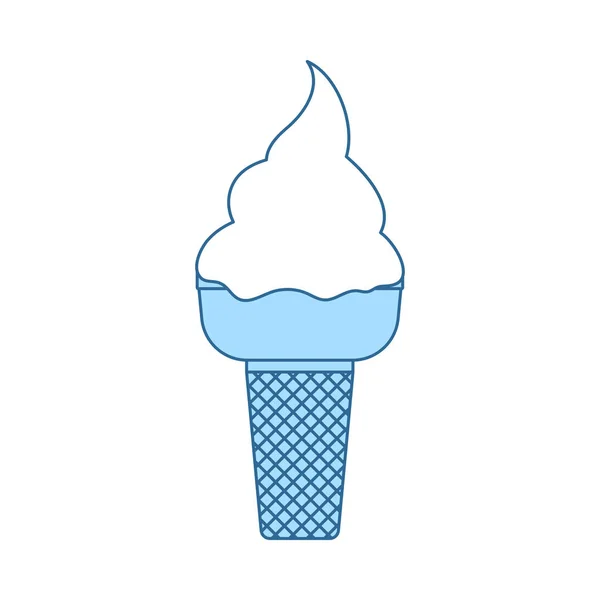 アイスクリームアイコン 青い塗りつぶしデザインの細い線 ベクターイラスト — ストックベクタ