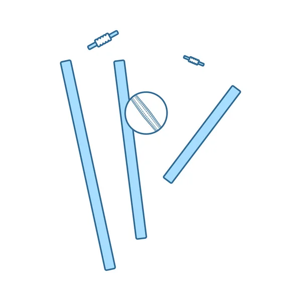 Cricket Wicket Icon Ligne Mince Avec Conception Remplissage Bleu Illustration — Image vectorielle