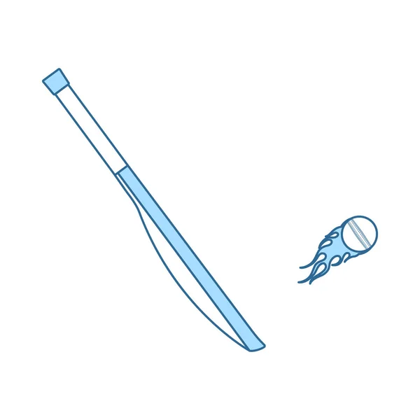 Cricket Bat Icon Línea Delgada Con Diseño Relleno Azul Ilustración — Archivo Imágenes Vectoriales