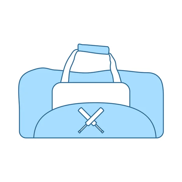 Cricket Bag Icon Linea Sottile Con Disegno Blu Del Riempimento — Vettoriale Stock