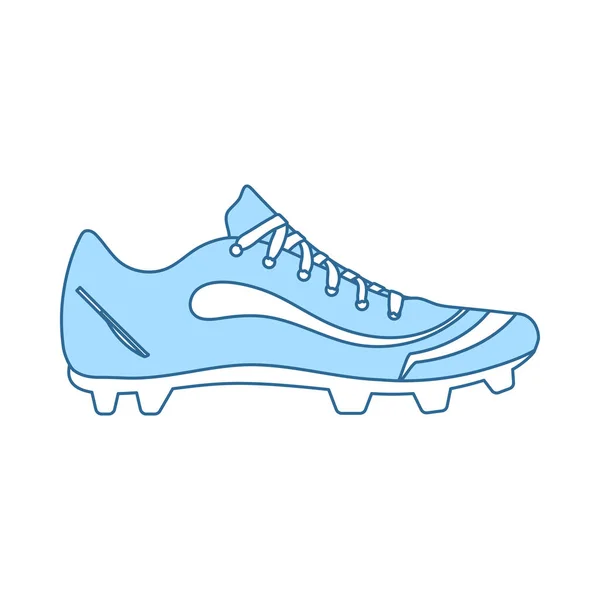 Cricket Boot Icon Linea Sottile Con Disegno Blu Del Riempimento — Vettoriale Stock