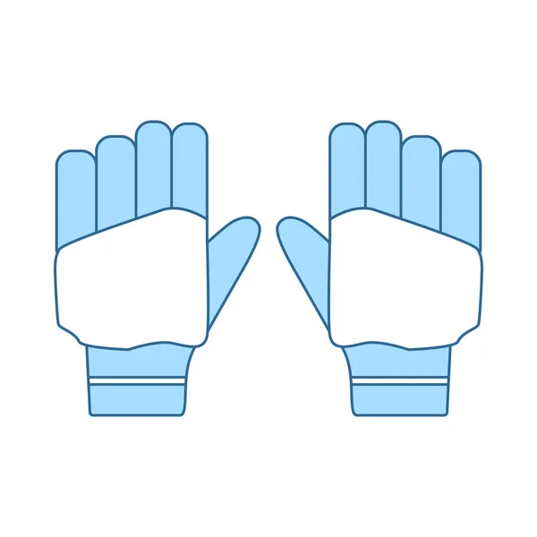 Pair Cricket Gloves Icon Thin Line Blue Fill Design Vector — Stock Vector