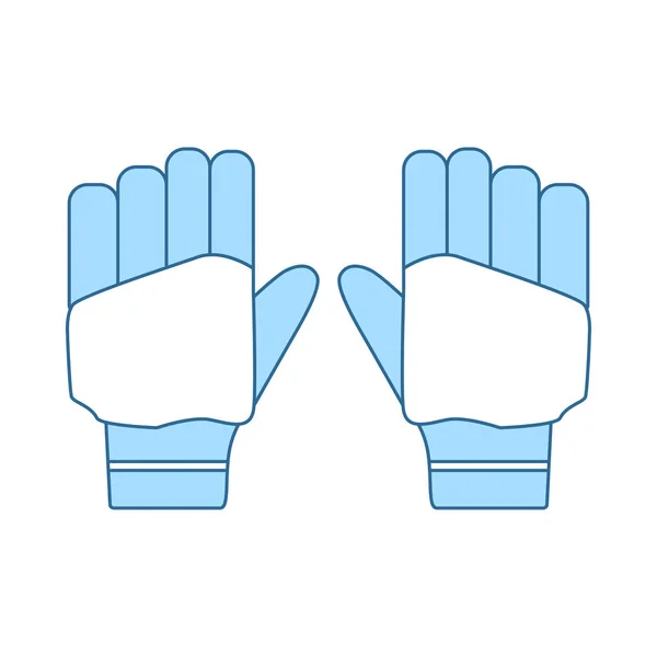 Par Guantes Cricket Icono Línea Delgada Con Diseño Relleno Azul — Vector de stock