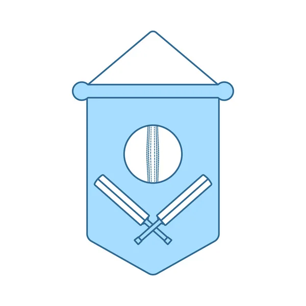Cricket Shield Emblem Icon Thin Line Blue Fill Design Vector — Stock Vector