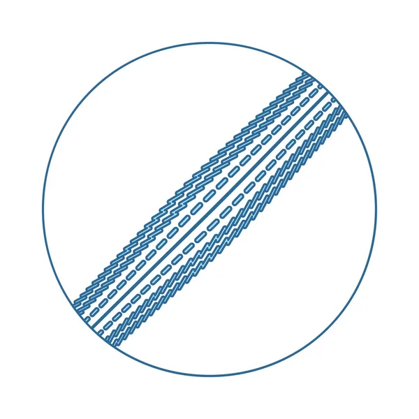 クリケットボールアイコン 青い塗りつぶしデザインの細い線 ベクターイラスト — ストックベクタ