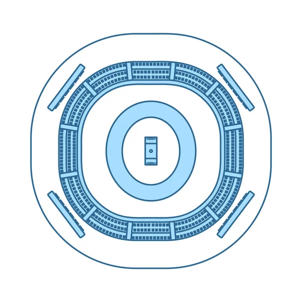 Icona Del Cricket Stadium Linea Sottile Con Disegno Blu Del — Vettoriale Stock