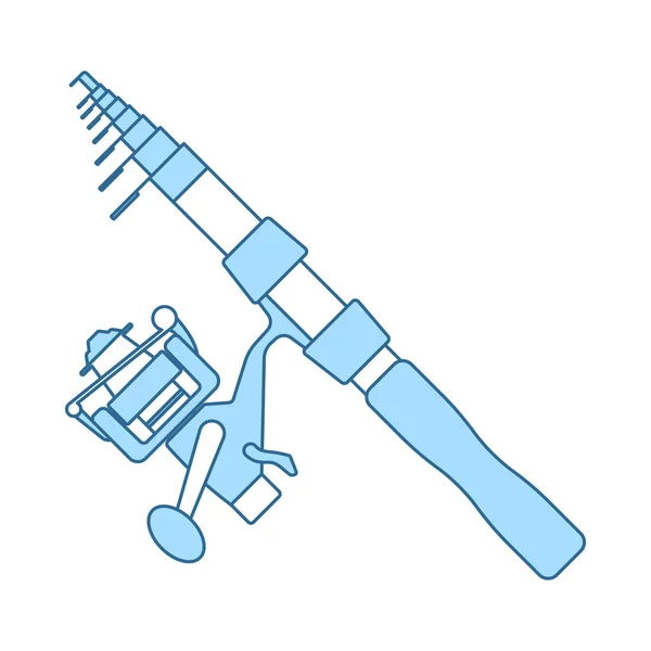 Symbol Der Geschwungenen Angelrute Dünne Linie Mit Blauer Füllung Vektorillustration — Stockvektor