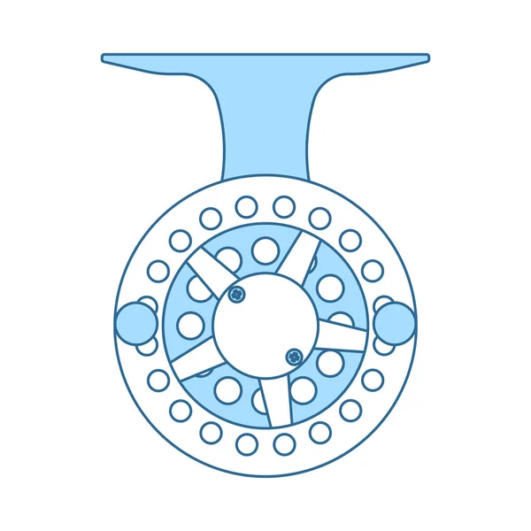 Icône Bobine Pêche Ligne Mince Avec Conception Remplissage Bleu Illustration — Image vectorielle