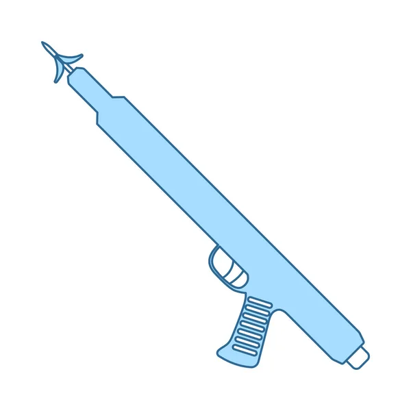 钓鱼长矛枪的图标 薄线与蓝色填充设计 矢量插图 — 图库矢量图片