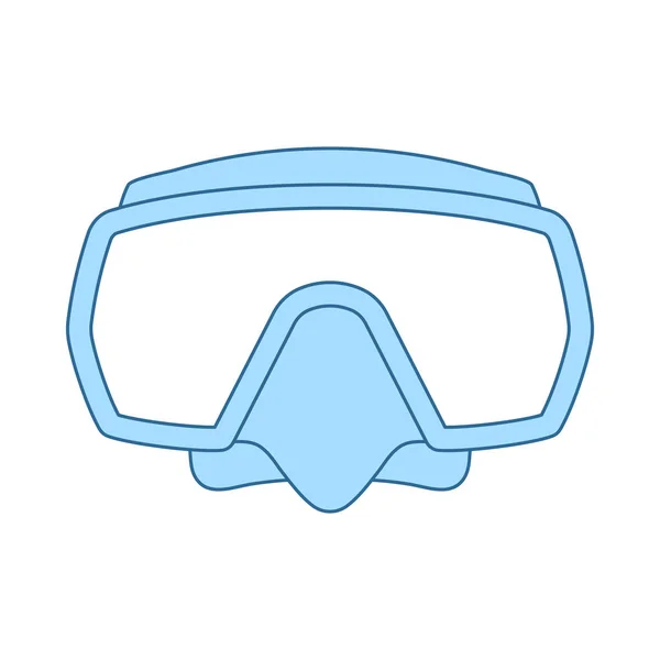 Icono Máscara Buceo Línea Delgada Con Diseño Relleno Azul Ilustración — Vector de stock