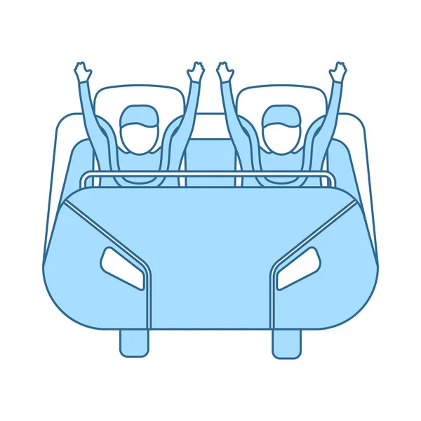 Košík Horské Dráze Ikona Tenká Čára Modrou Výplní Vektorová Ilustrace — Stockový vektor