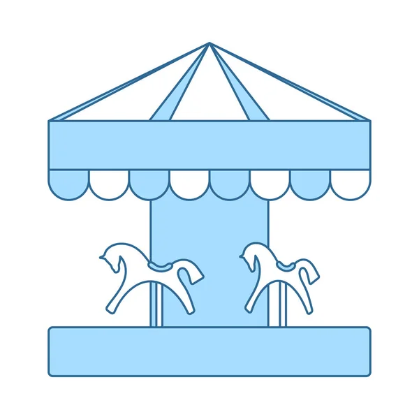 Children Horse Carousel Icon Thin Line Blue Fill Design Vector — Stock Vector