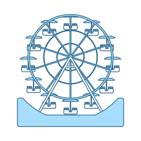 Icona Della Ruota Panoramica Linea Sottile Con Disegno Blu Del — Vettoriale Stock