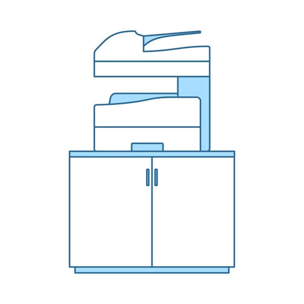 Copying Machine Icon Thin Line Blue Fill Design Vector Illustration — Stock Vector