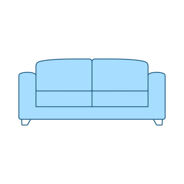 Office Sofa Icon Thin Line Blue Fill Design Vector Illustration — Stock Vector