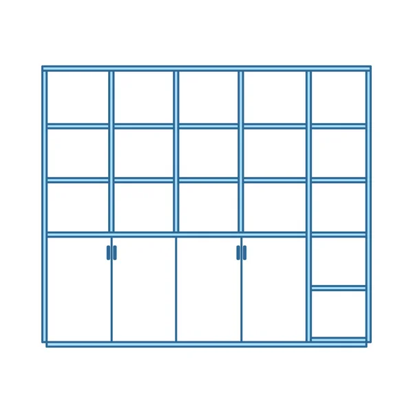 Ikona Office Cabinet Tenká Čára Modrou Výplní Vektorová Ilustrace — Stockový vektor