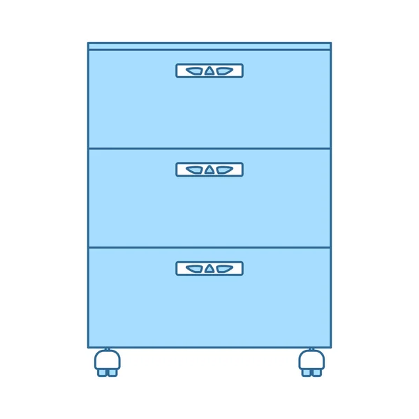 Bureau Cabinet Icône Ligne Mince Avec Conception Remplissage Bleu Illustration — Image vectorielle