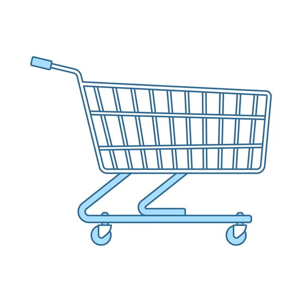 Einkaufswagen Symbol Supermarkt Dünne Linie Mit Blauer Füllung Vektorillustration — Stockvektor