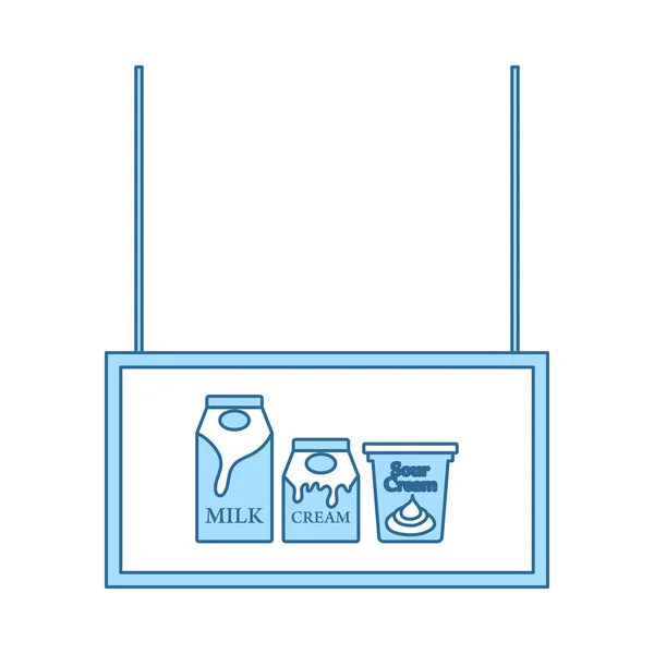 Milchmarkt Ikone Dünne Linie Mit Blauer Füllung Vektorillustration — Stockvektor