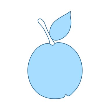 Ui Rengindeki Şeftali Simgesi. Mavi Dolgu Tasarımı ile ince çizgi. Vektör İllüstrasyonu.