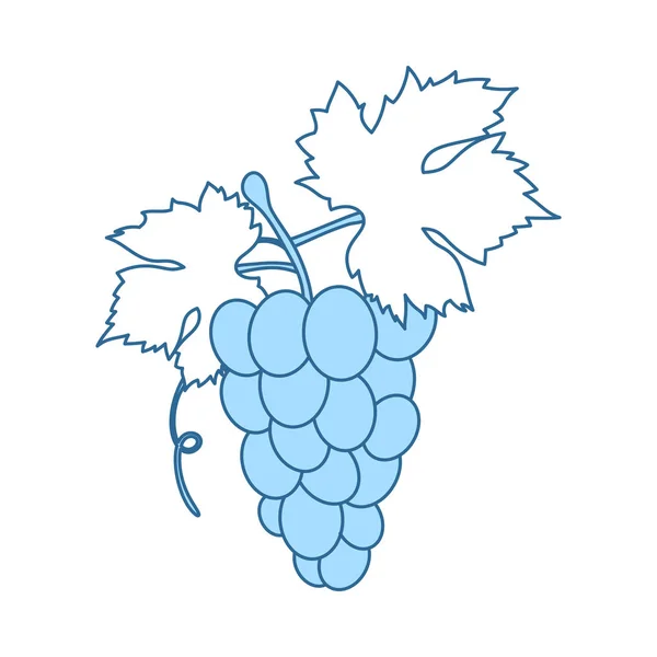 Uiの色でブドウのアイコン 青い塗りつぶしデザインの細い線 ベクターイラスト — ストックベクタ