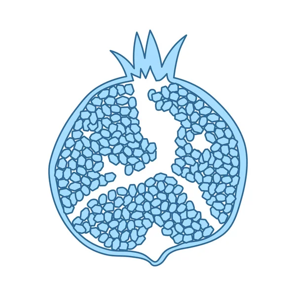 Ikone Des Granatapfels Farben Dünne Linie Mit Blauer Füllung Vektorillustration — Stockvektor