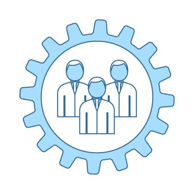 Takım çalışması simgesi. Mavi Dolgu Tasarımı ile ince çizgi. Vektör İllüstrasyonu.