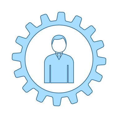 Takım çalışması simgesi. Mavi Dolgu Tasarımı ile ince çizgi. Vektör İllüstrasyonu.