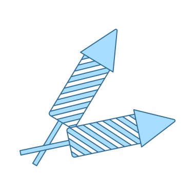 Parti Petard Simgesi. Mavi Dolgu Tasarımı ile ince çizgi. Vektör İllüstrasyonu.