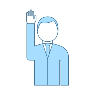 . Mavi Dolgu Tasarımı ile ince çizgi. Vektör İllüstrasyonu.