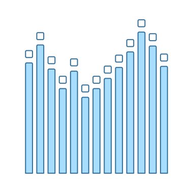 Grafik Ekolayzır Simgesi. Mavi Dolgu Tasarımına Sahip İnce Çizgi. Vektör İllüstrasyonu.