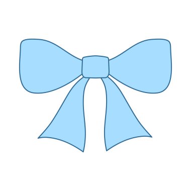 Parti Bow Simgesi. Mavi Dolgu Tasarımı ile ince çizgi. Vektör İllüstrasyonu.