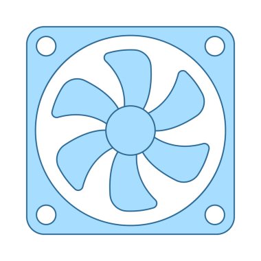 Fan simgesi. Mavi dolgu tasarımı Ile ince çizgi. Vektör Illustration.