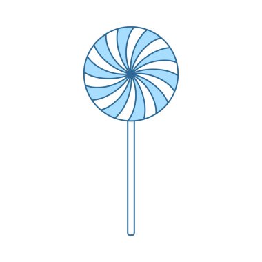 Çubuk Şeker Simgesi. Mavi Dolgu Tasarımı ile ince çizgi. Vektör İllüstrasyonu.