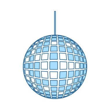 Party Disco Sphere Simgesi. Mavi Dolgu Tasarımı ile ince çizgi. Vektör İllüstrasyonu.