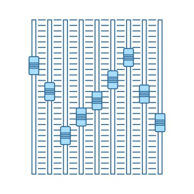 Müzik Ekolayzır Simgesi. Mavi Dolgu Tasarımına Sahip İnce Çizgi. Vektör İllüstrasyonu.