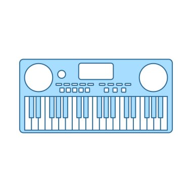 Müzik Synthesizer Simgesi. Mavi Dolgu Tasarımına Sahip İnce Çizgi. Vektör İllüstrasyonu.