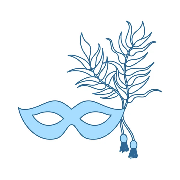 パーティーカーニバルマスクアイコン 青い塗りつぶしデザインの細い線 ベクターイラスト — ストックベクタ