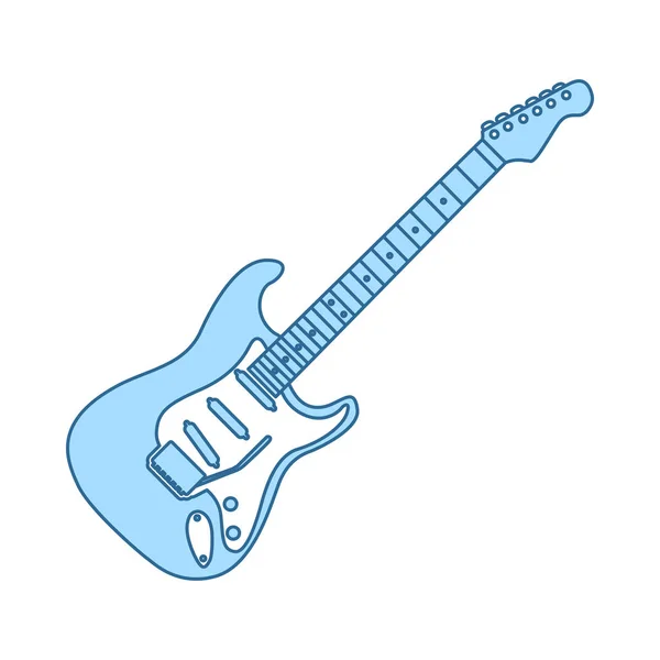 Icono Guitarra Eléctrica Línea Delgada Con Diseño Relleno Azul Ilustración — Vector de stock