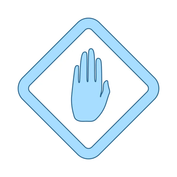 Icono Mano Advertencia Línea Delgada Con Diseño Relleno Azul Ilustración — Vector de stock