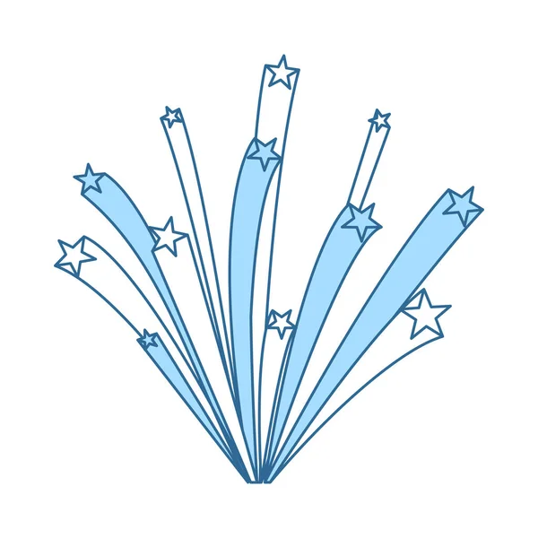 花火アイコン 青い塗りつぶしデザインの細い線 ベクターイラスト — ストックベクタ