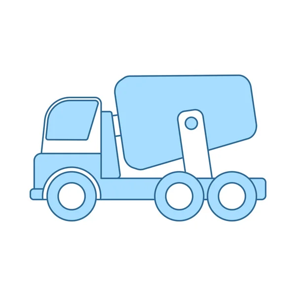 Ikon För Betongblandare Truck Tunn Linje Med Blå Fyllnings Design — Stock vektor