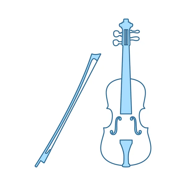 Icona Del Violino Linea Sottile Con Disegno Blu Del Riempimento — Vettoriale Stock