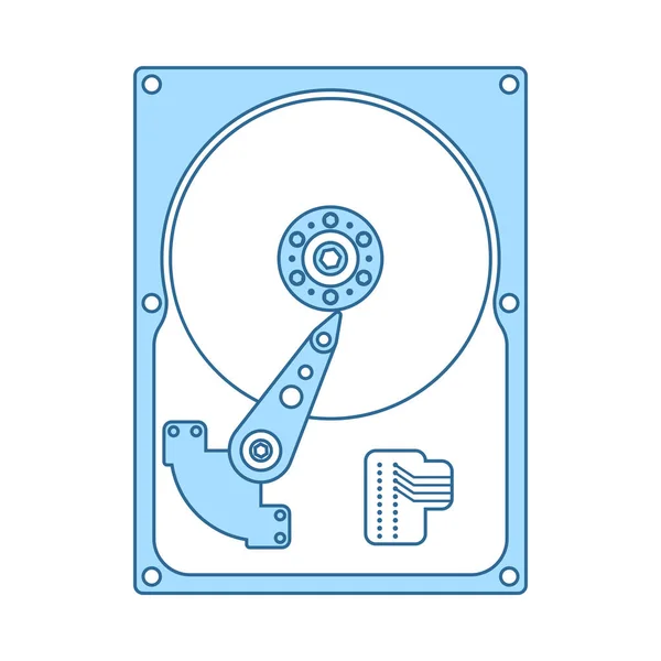 Ikona Hdd Cienka Linia Niebieskim Wypełnienia Projektu Ilustracja Wektorowa — Wektor stockowy