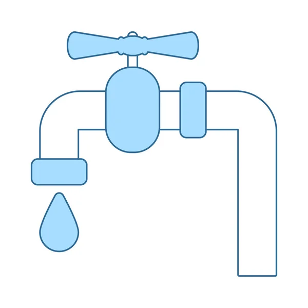 Tubo Diseño Plano Con Icono Válvula Línea Delgada Con Diseño — Vector de stock