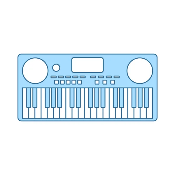 音乐合成器图标 细线与蓝色填充设计 矢量插图 — 图库矢量图片