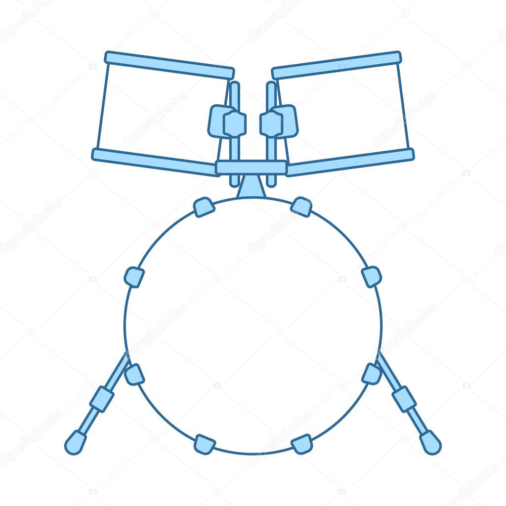 Drum Set Icon. Thin Line With Blue Fill Design. Vector Illustration.